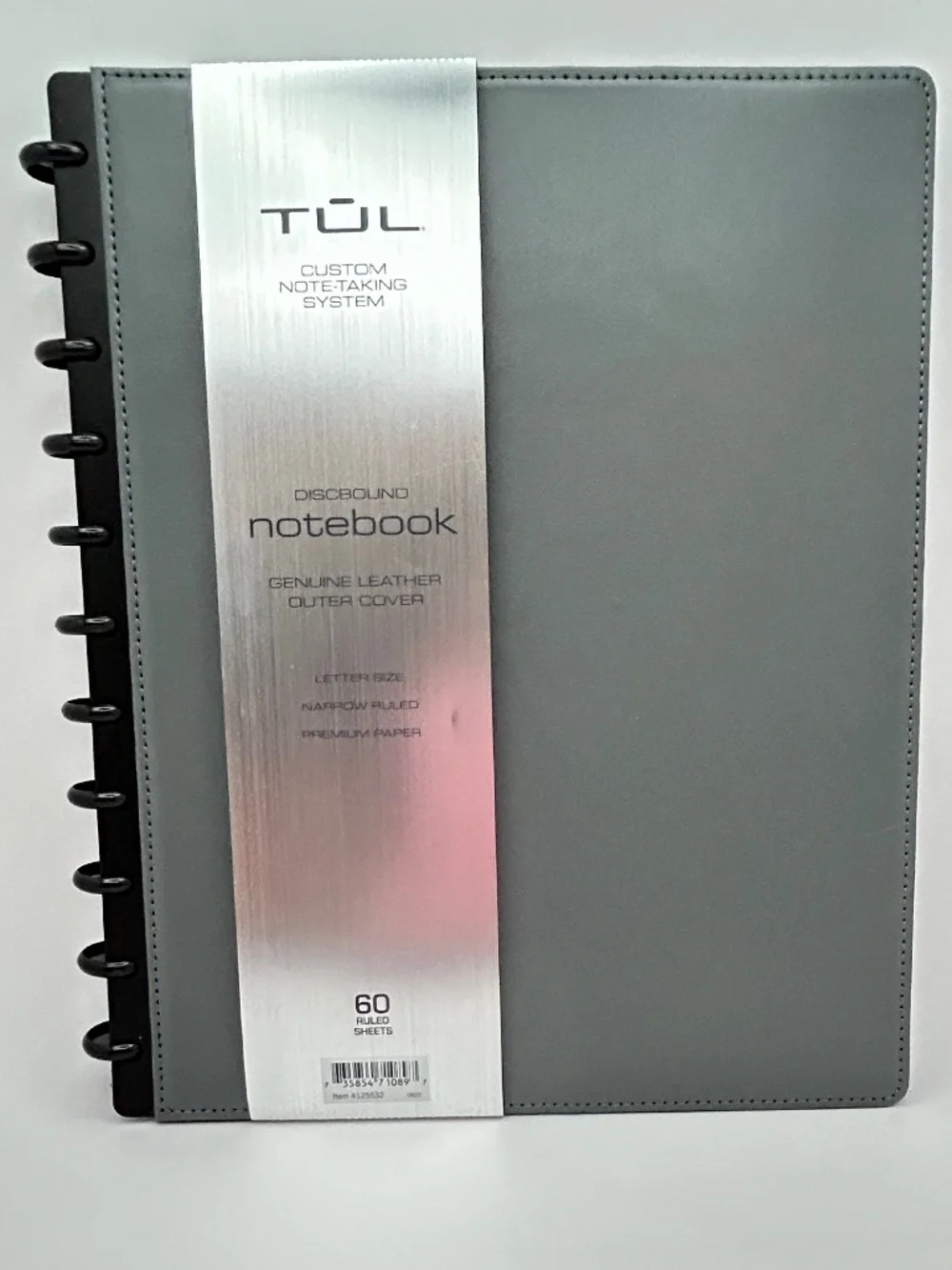 Discbound Gray Leather Letter Notebook with 60 Sheets premium stock paper+ Bonus